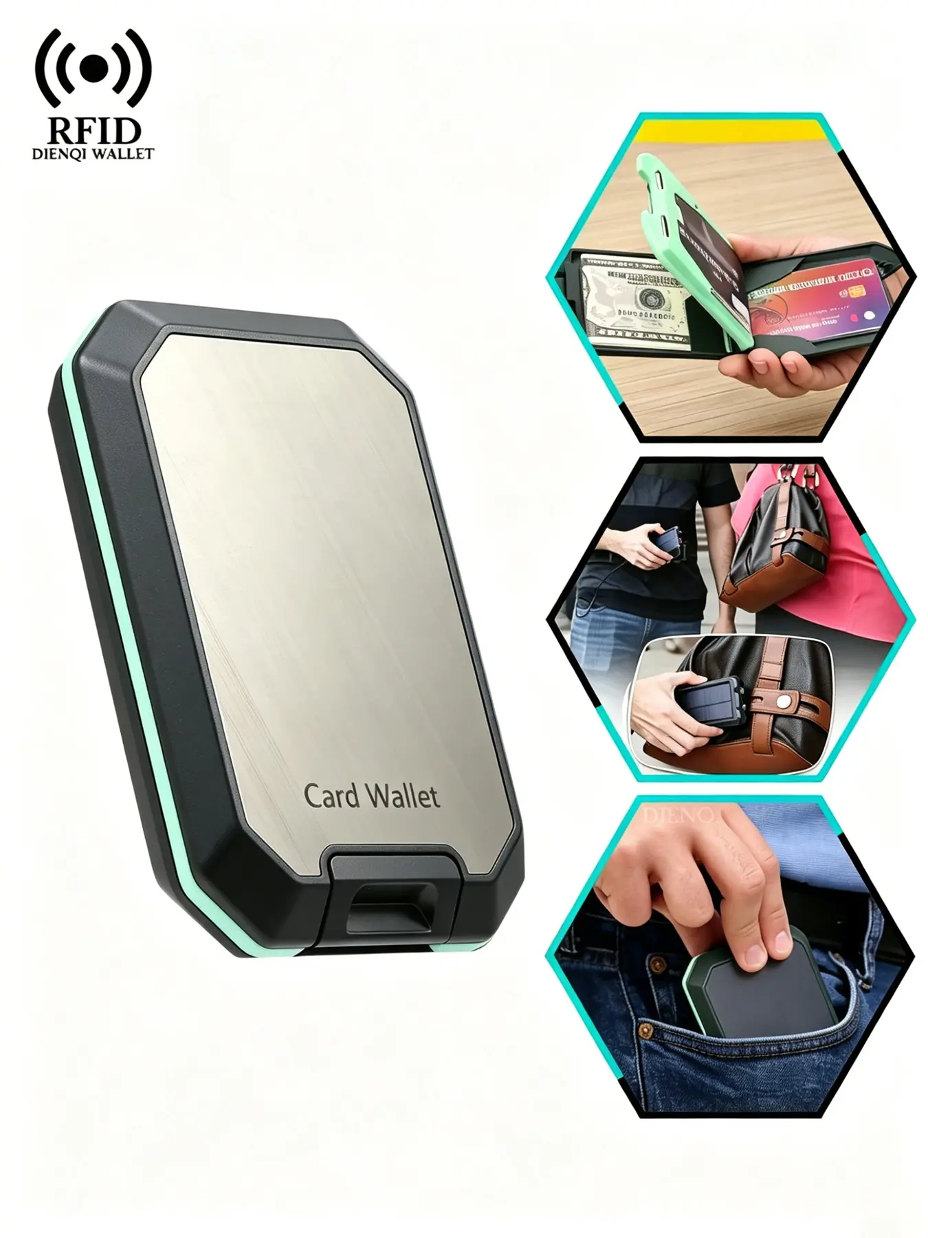 RFID Blocking Card Wallet, Hard Shell, Waterproof Anti-Theft, Slim Card Case for Men & Women, Minimalist Metal Wallet, Portable Wallet for Travel, Minimalistic Rfid Wallet