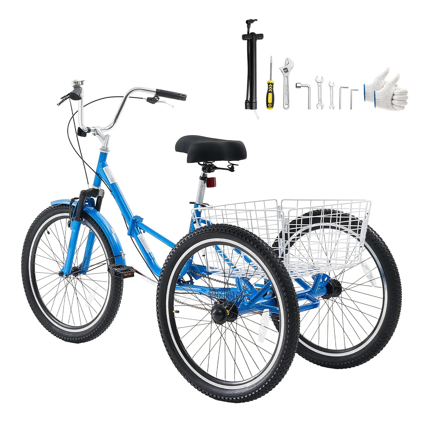 Folding Adult Tricycle 24 inch 3 Wheel Foldable Trikes for Adult, Cruiser Bike with Cargo Basket, Adjustable Seat, and Double-Wall Wheel Rims, Shopping Picnic Tricycles for Women, Men, Seniors