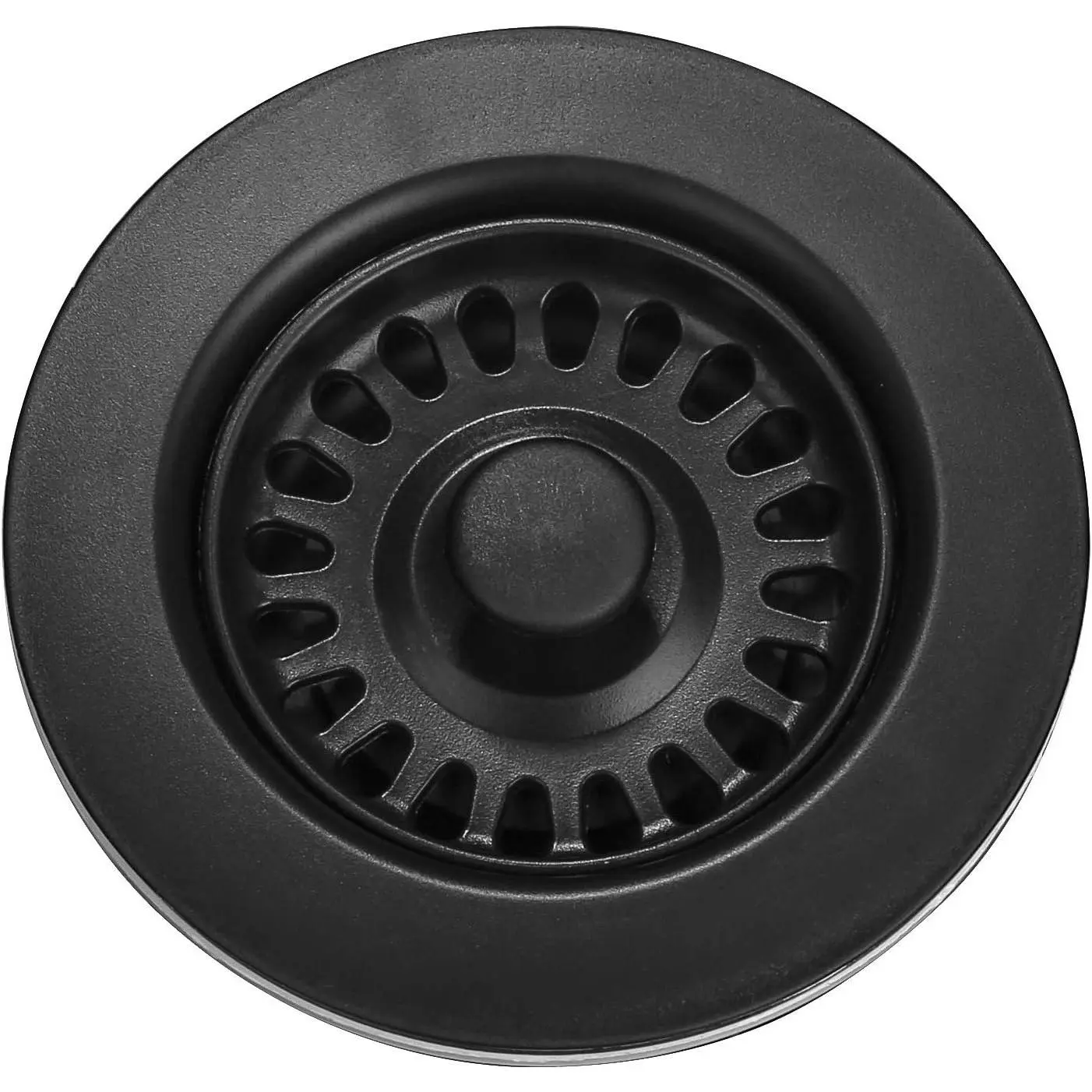 3-1/2 inch Kitchen Sink Strainer Assembly with Stopper for Matching Color of Granite or Fireclay Sinks (Black)