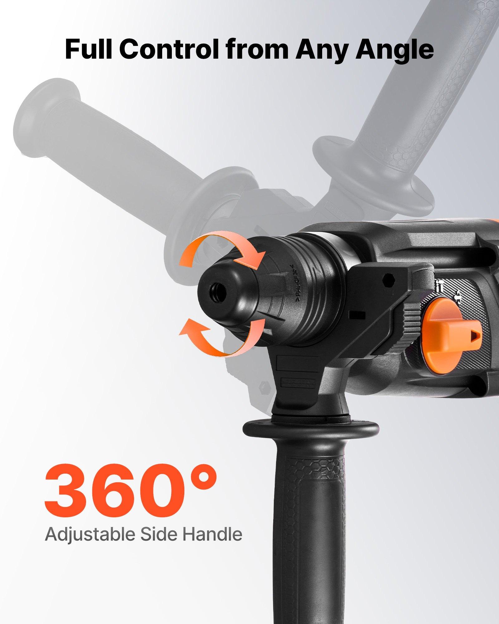 VEVOR Rotary Hammer Drill, 1-1/8 in SDS-Plus Electric Corded Heavy Duty Rotary Hammer, 4 Functions, Including 3 Drill Bits, Flat Chisel, Pointed Chisel, and Carrying Case, for Concrete and Masonry VEVOR Rotary Hammer Drill, 1-1/8 in SDS-Plus Electric Corded Heavy Duty Rotary Hammer, 4 Functions, Including 3 Drill Bits, Flat Chisel, Pointed Chisel, and Carrying Case, for Concrete and Masonry