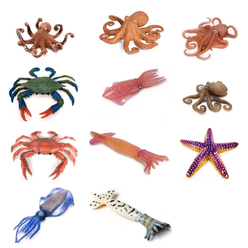 PVC Simulation Sea Life Animals Model Handmad Collectible Octopus Action Figures Toy Crafts Ornament Crab Model Figurines