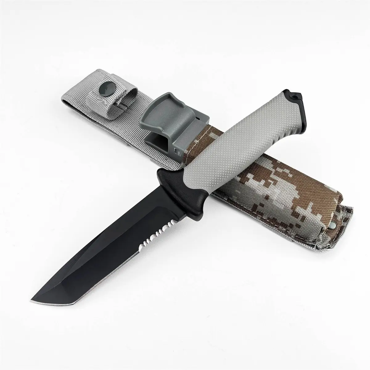 New Durable Multi-Functional Hiking Fixed Knife with Sheath, 8cr13mov Blade, Rubber Handle, Ideal for Camping and Fishing, Outdoor Use