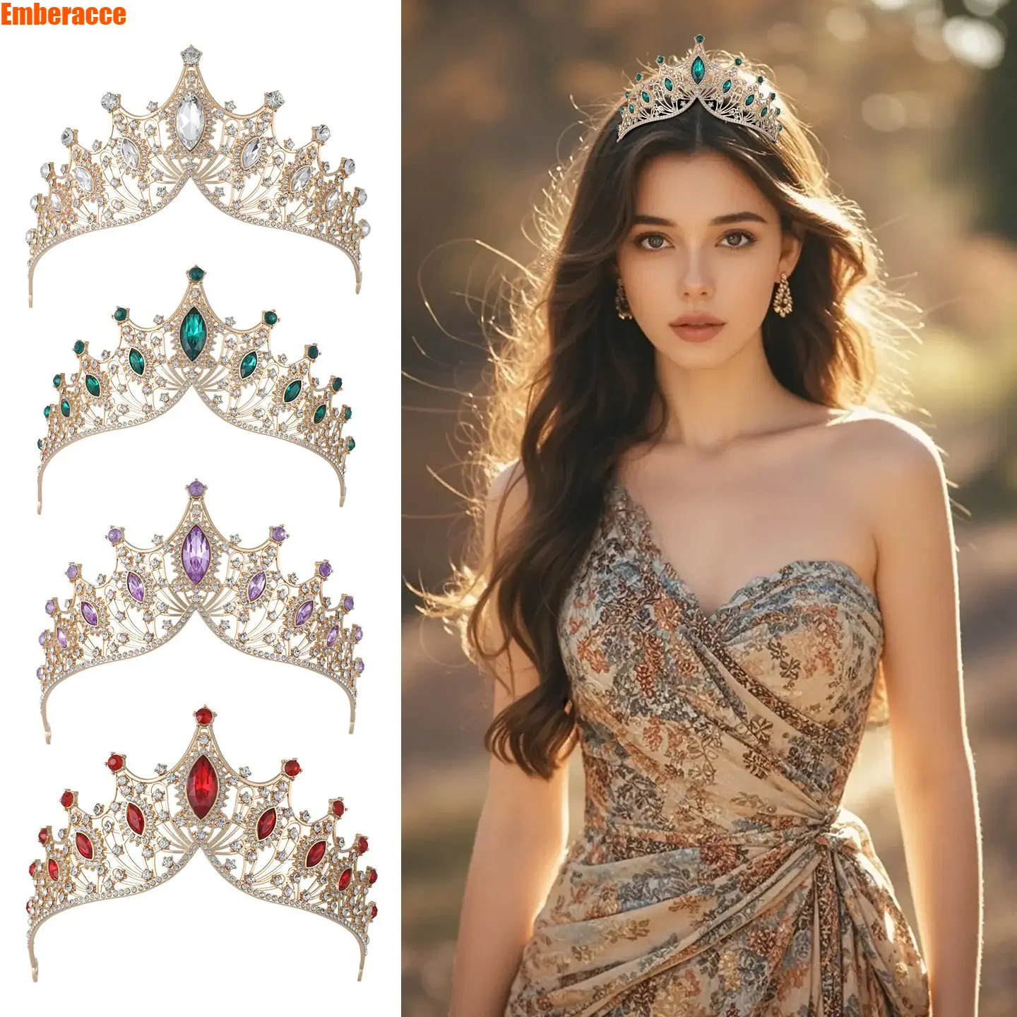 Crown Headband for Women and Girls, Sparkly Tiara Headband with Rhinestone Details, Princess Hair Accessory for Birthday Parties, Pageants, Stage Performances, Photo Shoots, Weddings and Holiday Events