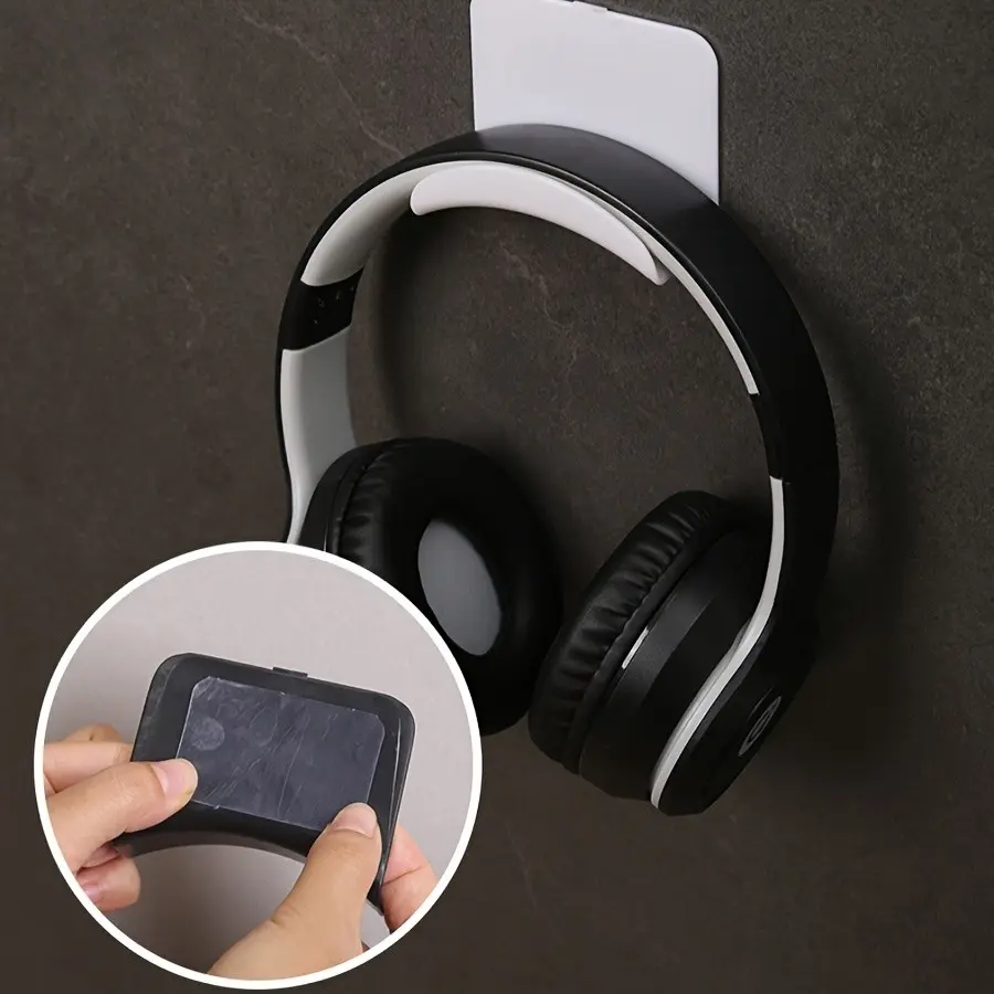 8pcs Wall-Mounted Earphone Stands, Adhesive Game Headset Hooks, Headset Holder, Desktop Stand for Most Headsets and Controllers, No Drilling Required