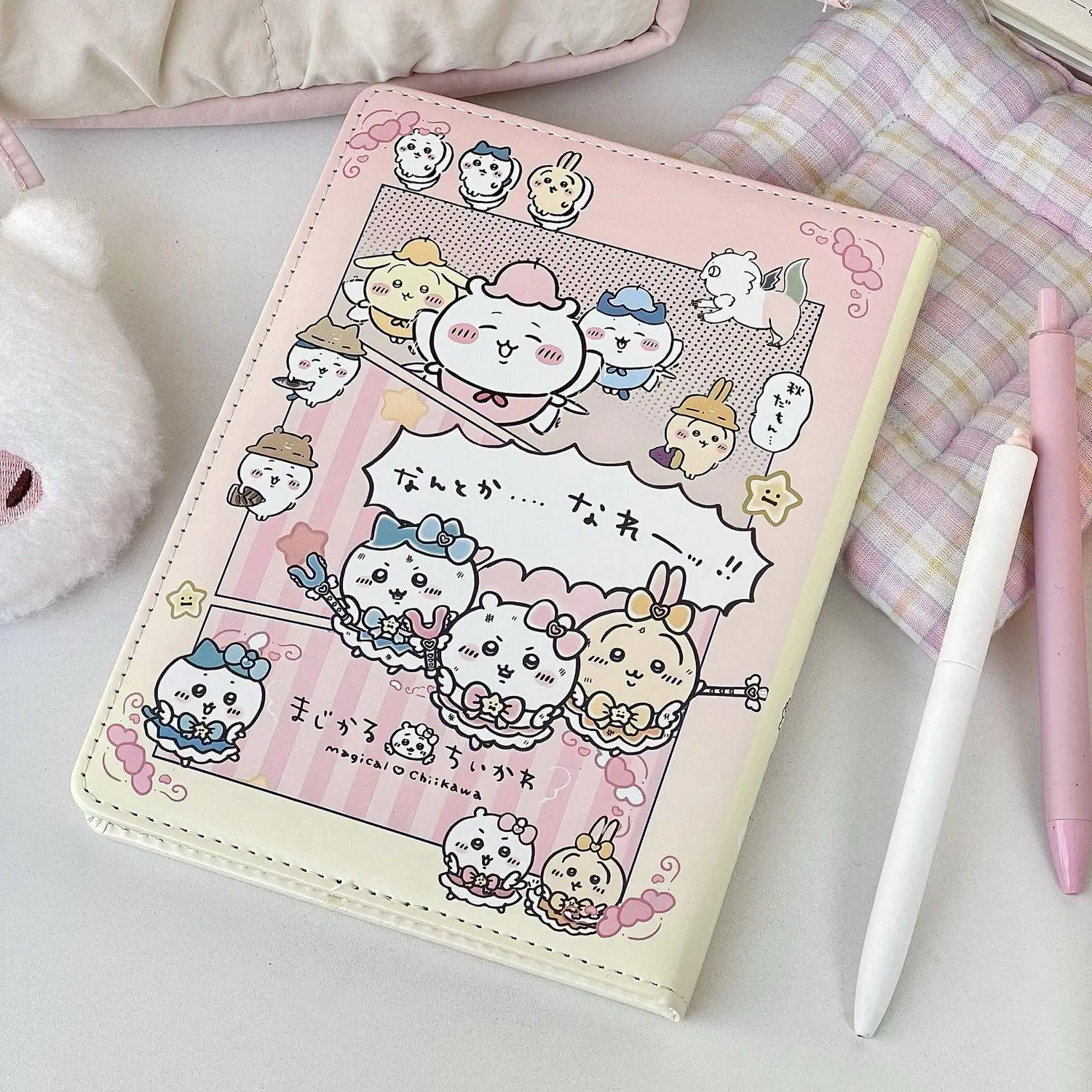 Chiikawa B6 Leather Notebook Thick Colorful Pages Kawaii Journal Diary Planner for Students School Writing Stationery Gift Toys