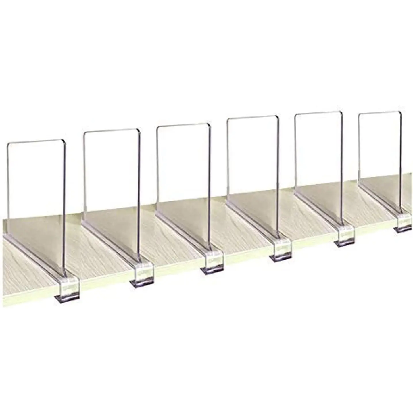 Acrylic Shelf Divider,Wood Shelf Dividers,Clear Closet Shelf Separators Clothing Organizer Perfect for Bedroom Shelving Organization and Kitchen Cabinet Shelf Storage,6 PCS