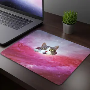 Funny Space Cute Cat Small Mouse Pad, Anti-Slip Rubber Base Wireless Mouse Pads for Desk, Computers, Laptop, Office Desk