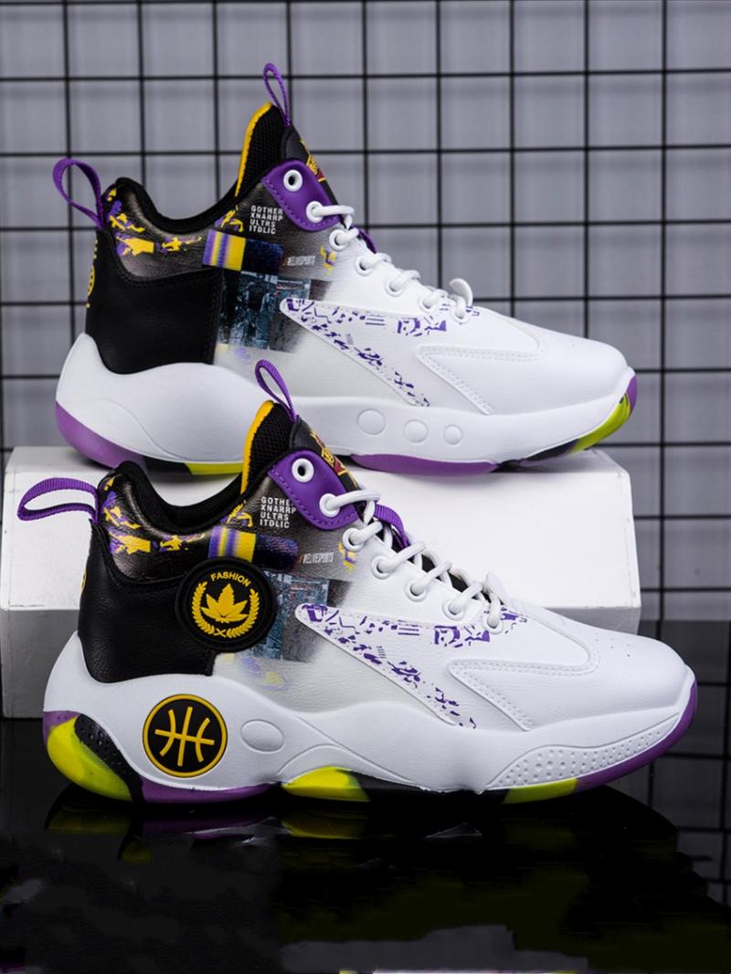 Men's Basketball Shoes, Casual Sporty High Top Lace Up Non-slip Running Shoes, Fashionable Sneakers for Daily Wear