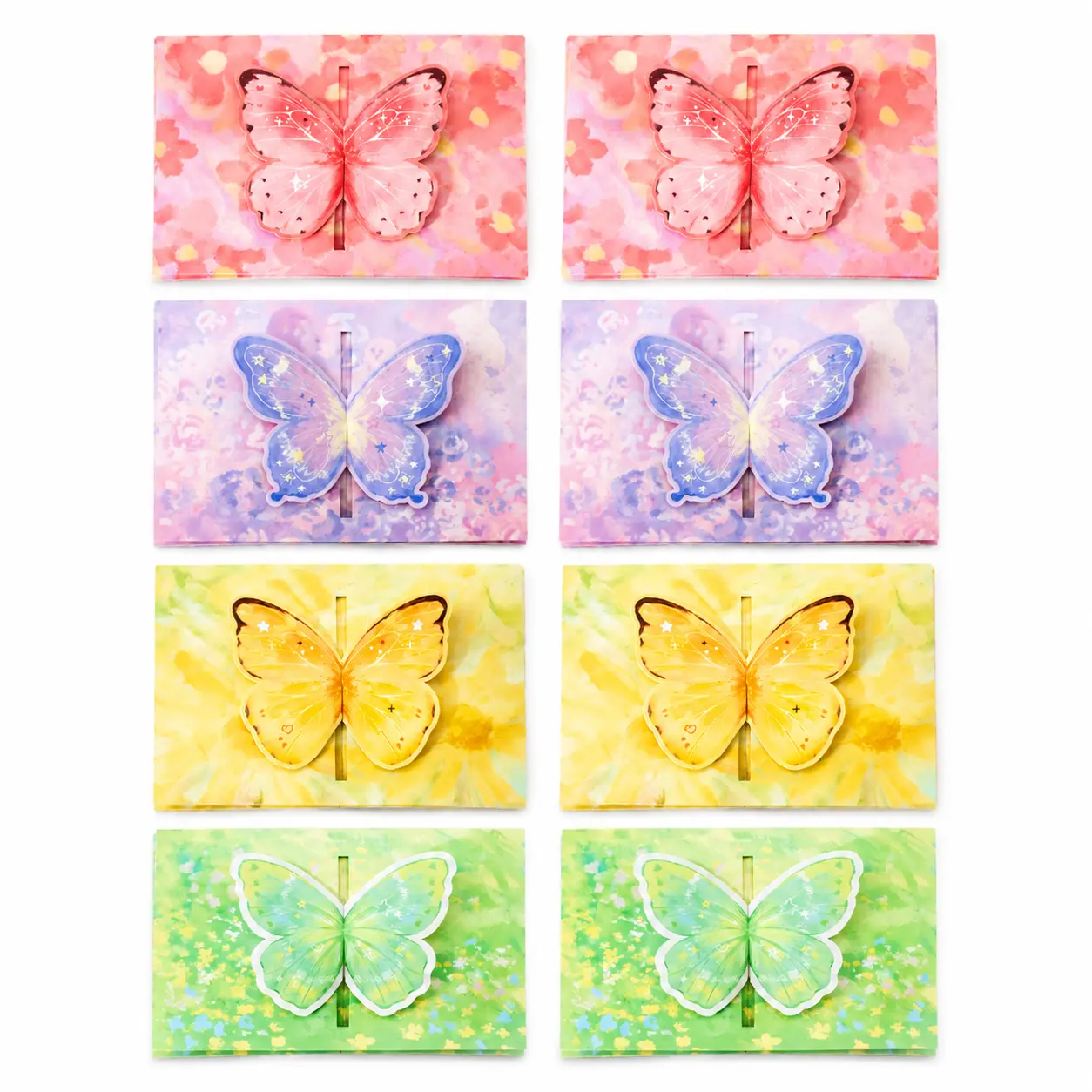 8 Pack 3D Butterfly Pop Up Greeting Cards, 4 Pastel Designs, Butterfly Popup Cards with Envelopes, All Occasion Thank You Birthday Gift Cards