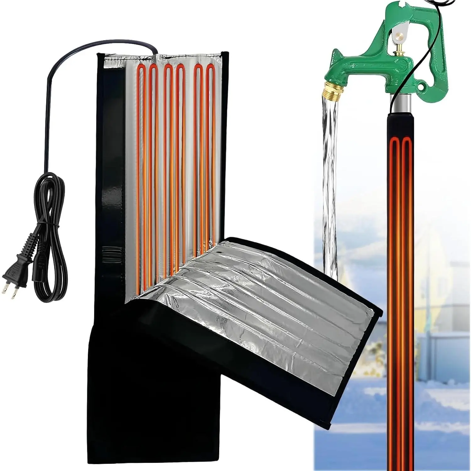 Water Pipe Heat Blanket - Prevents Pipe Freeze Heating Cable | Faucet Heat Tape with 6.5Ft Cord, Pipe Insulation Wrap for Outdoors, Winter, RV Sewer Hose (Max140˚F, 110V, 39" x 6" )