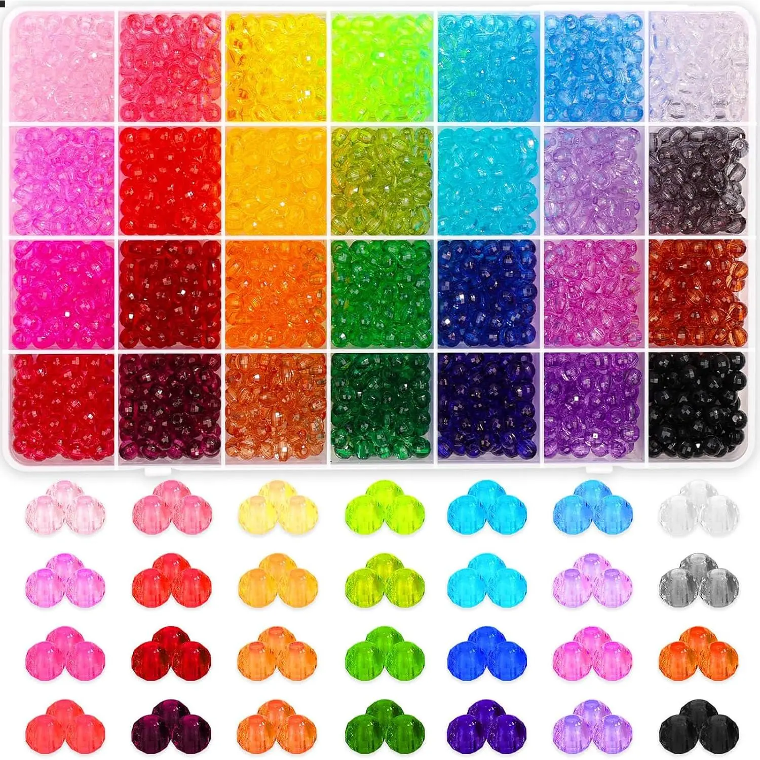1820-Count Glass Faceted Bicone Beads, 6 MM, for Beads Making, Jewelry Making and Decoration (28 Different Colors)