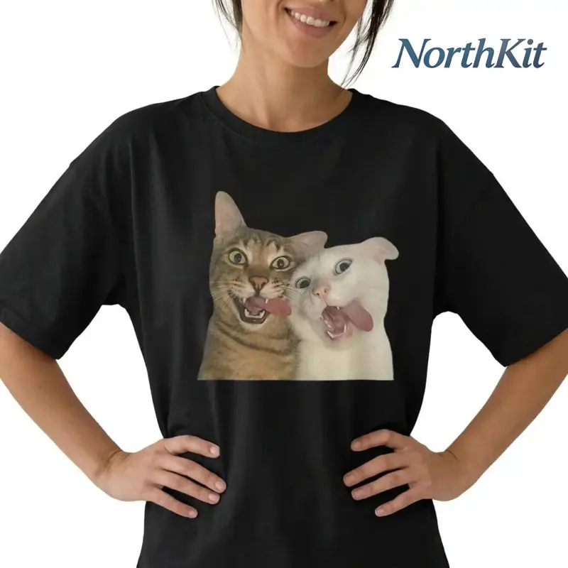 Funny Cat Shirt for Women, Silly Cats Graphic Tee, Cute Pet Lover Plus Size Top