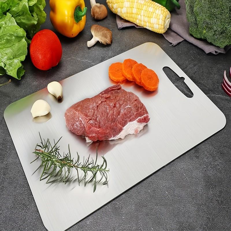 304 Stainless Steel Chopping Board | Quick-Thawing Utensil for Meat and Butter Dough, Double-Sided Polished, Anti-Slip, Ideal for Holiday Meal Preparation