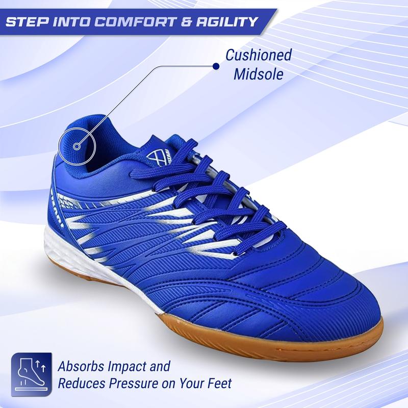 Vizari Indoor Soccer Shoes for Men and Women |   Lightweight Indoor Football Shoes with Synthetic Upper |   Non-Marking Rubber Outsole Cleats for Indoor Soccer and Futsal Surfaces