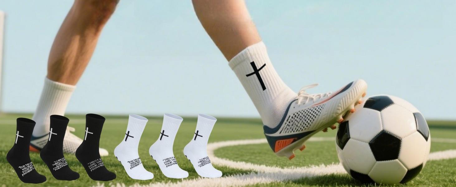 Cross Grip Soccer Socks - Anti-Slip Grips Sports Sock with Bible for US 6-13