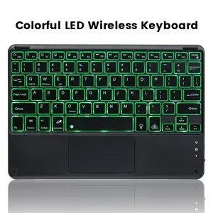 Colorful LED Wireless Keyboard with Touchpad Rechargeable Bluetooth Mini Keyboard for Office Travel iOS Android Windows
