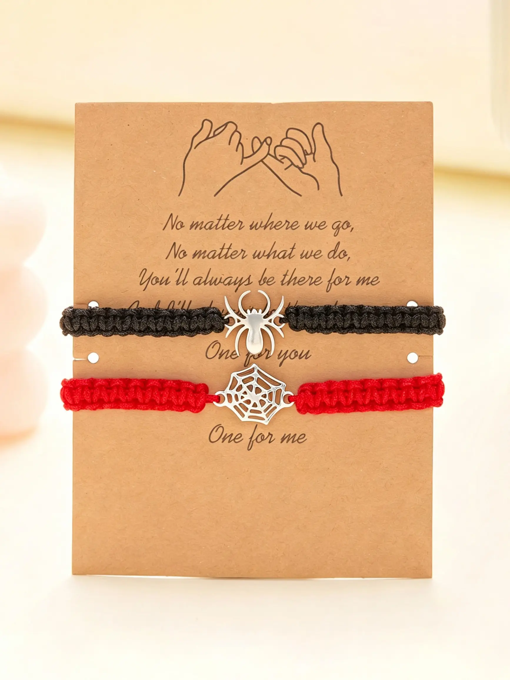 Spider & Spiderweb Matching Bracelet Set, Hand Knit Bracelets, Romantic Holiday Souvenir, Couples Gift for Xmas Party