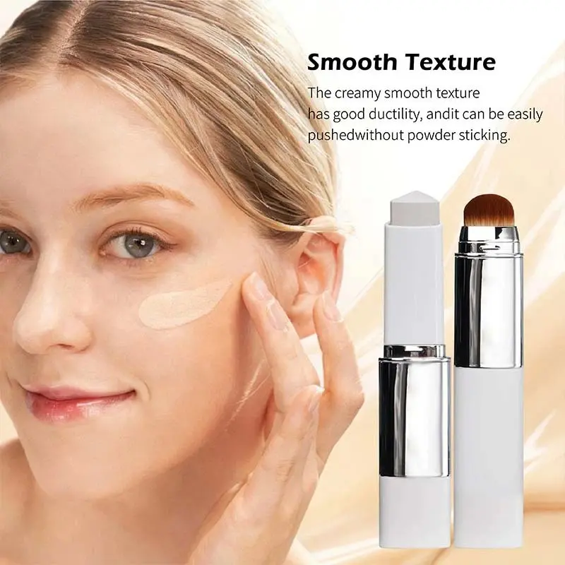 Blanc Cover Cream Stick Color-Changing Foundation Stick ，Full Coverage Waterproof Long Lasting Changing Foundation Stick ,Concealer Long-lasting Lightweight Comfortable Refreshing Non-sticky，Full Coverage Dewy Finish Base Makeup Dual-Ended with Brush