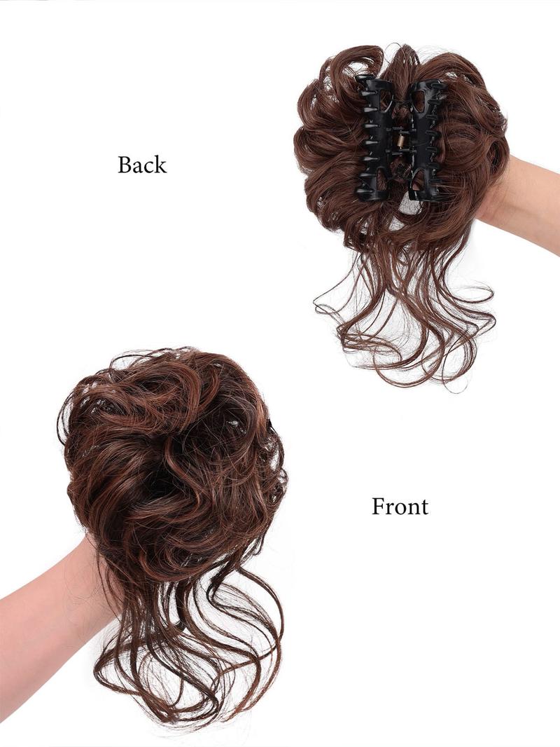 Bun Hair Piece with Claw Clip, Synthetic Soft Hairpieces Fake Hair Bun for Women, Updo Chignon Ponytail Extension
