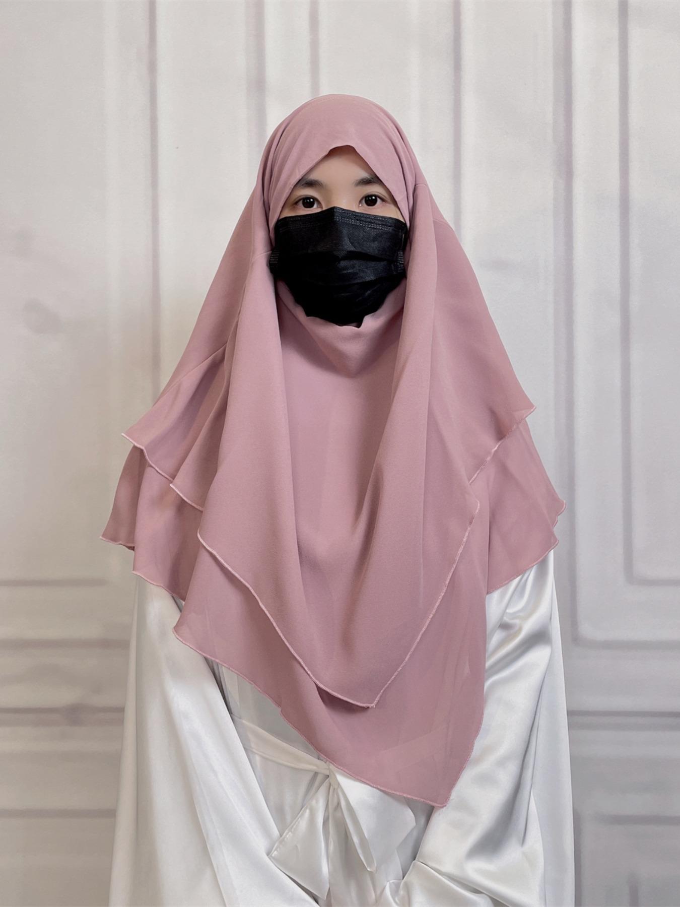 16 Colors Short Chiffon Khimar, Muslim Fashion High-Quality Fabric, Suitable for Adults and Kids, Essential Wear for All Seasons