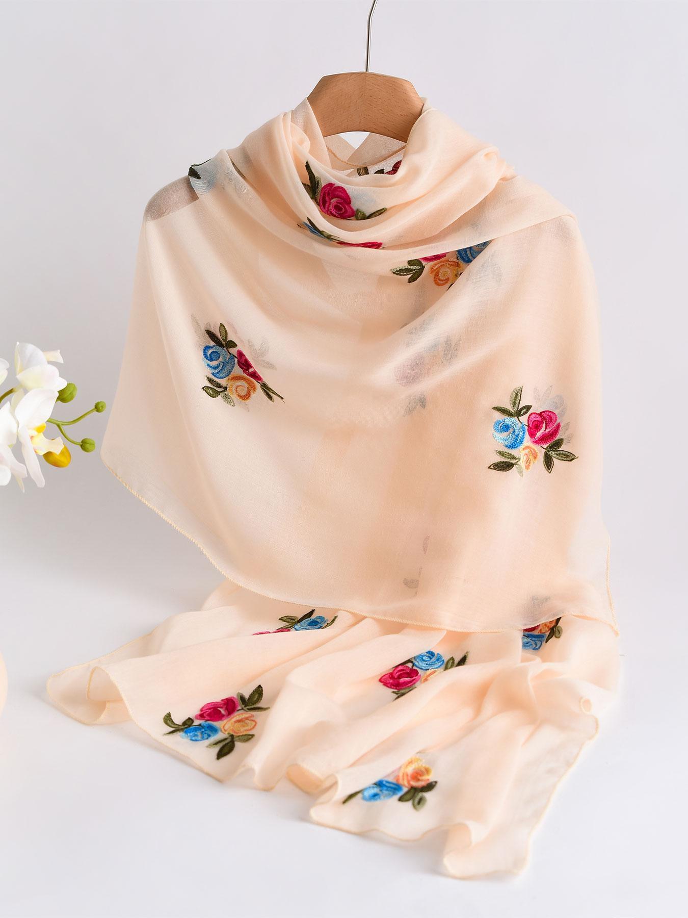Floral Print Long Scarf, Fashionable Soft Comfortable Shawl for