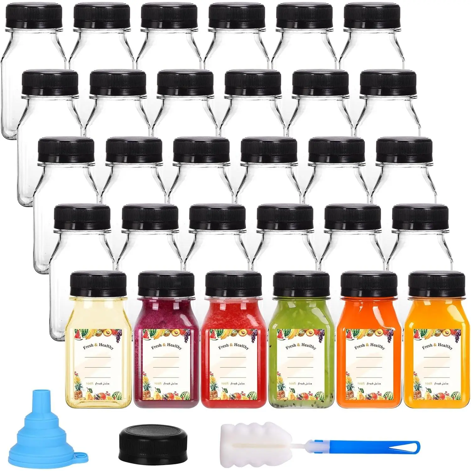 4oz Plastic Bottles for Juicing, 36 count Plastic Drink Bottles with Caps | Clear Empty  Juice Bottles, Disposable Beverage Containers for Juicing Smoothies Milk and Other Beverages