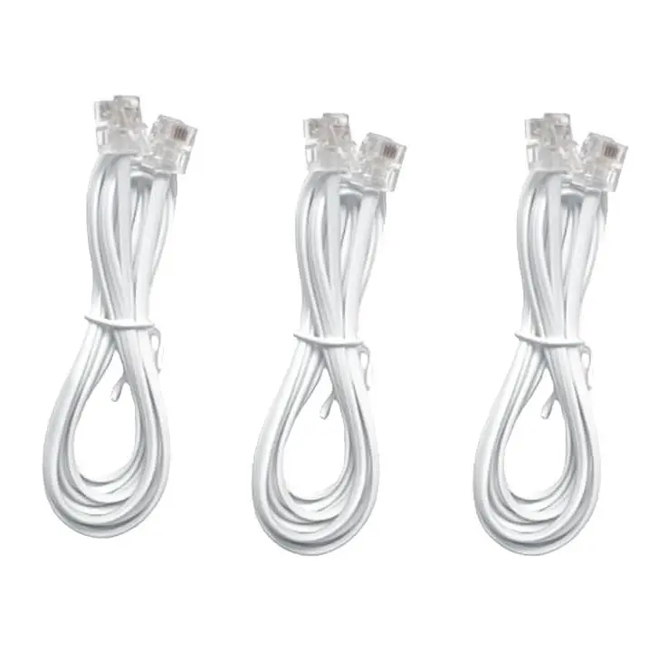 3Pack RJ11 6P4C  Phone Cord for Landline - 3.3 ft Telephone Cord - Male to Male for Landline Phone and Fax - Black