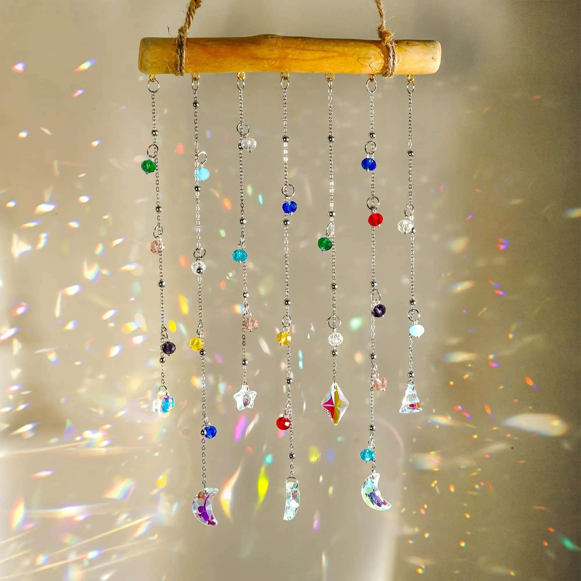 Outdoor Crystal Decorative Wind Chime, Rainbow Design, Hangable for Windows, Garden, Home Decor, Valentine's Day, Wedding Decoration