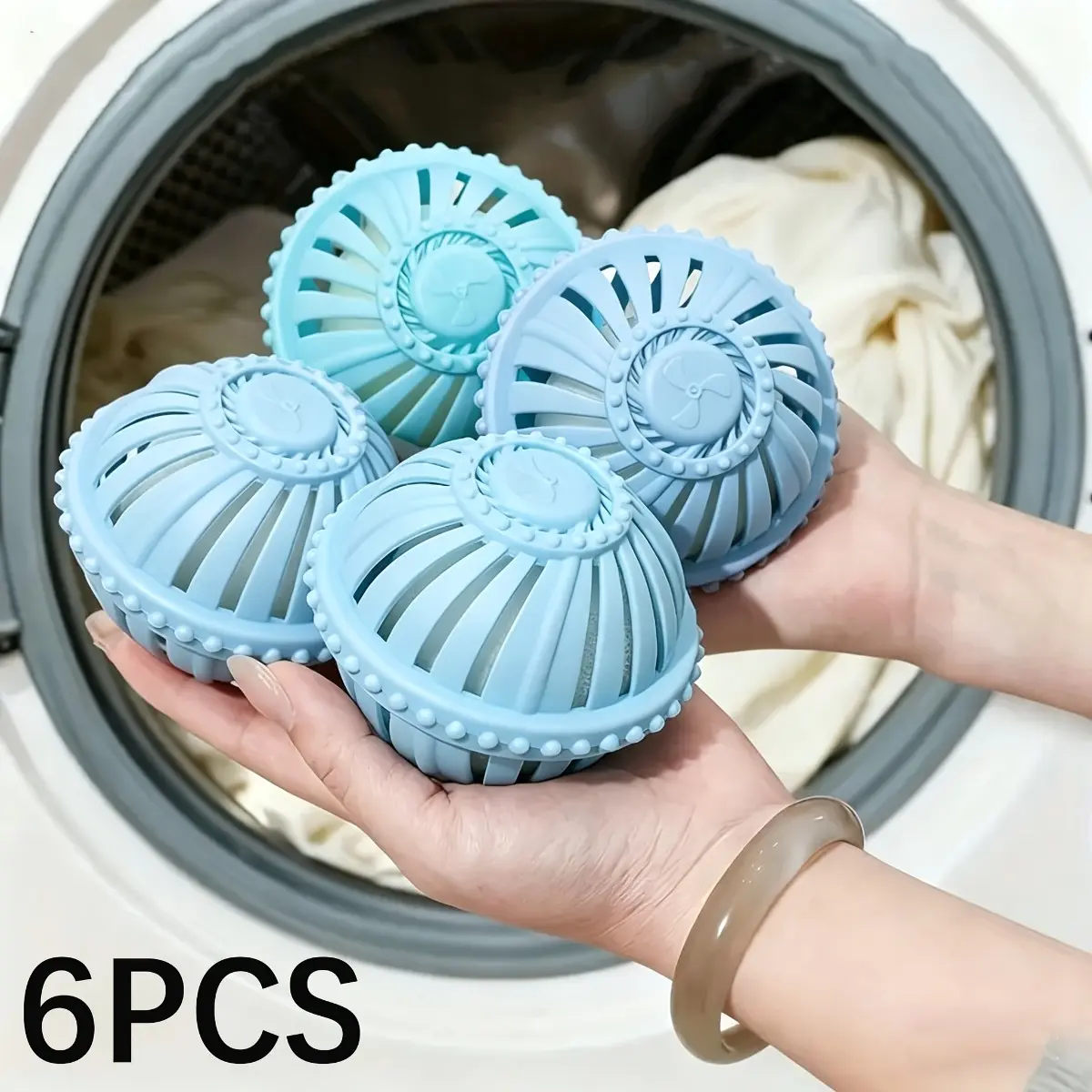 6PCS Reusable Laundry Cleaning Balls, Pet Hair and Lint Remover for Washing Machine, Anti Tangling Clothes Cleaner with Durable Plastic Design, Fabric Hair Collector for Pet Owners and Families, Fun Laundry Accessory for Daily Clothes Care