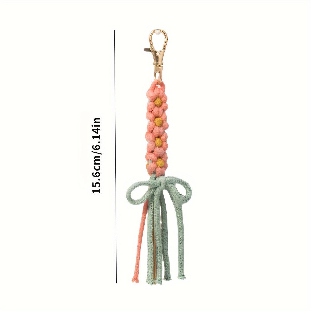 1 Daisy Tassel Keychain, Cute Woven Key Ring, Backpack Charm,  Pendant, Home Decor, Gift for Women's Daily Use