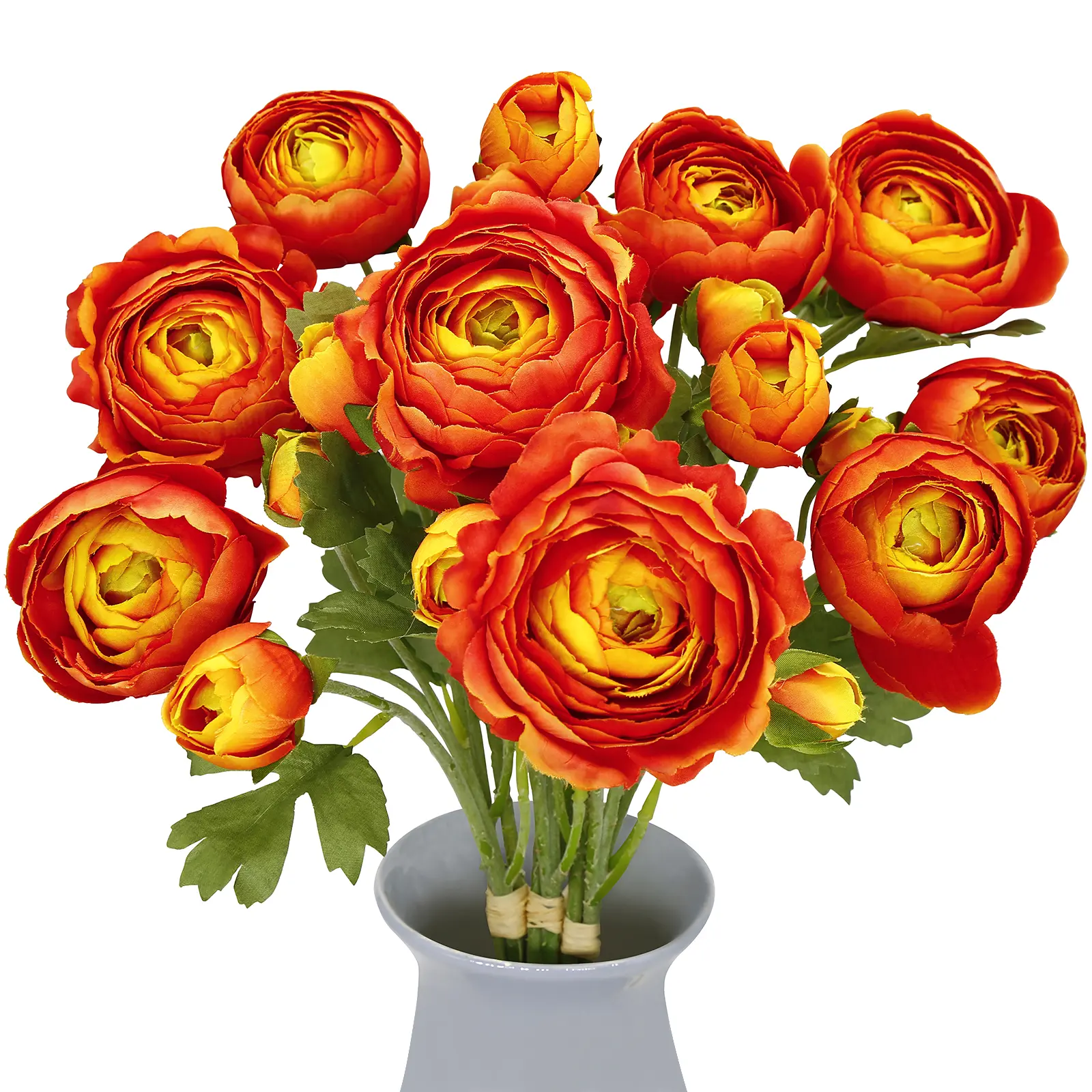 Decorative Artificial Ranunculus Peony Flowers, 9-Pack Rayon Fake Florals with 17.3in Long Stems & 27 Heads for Wedding Bouquets, Home Indoor Table Centerpieces