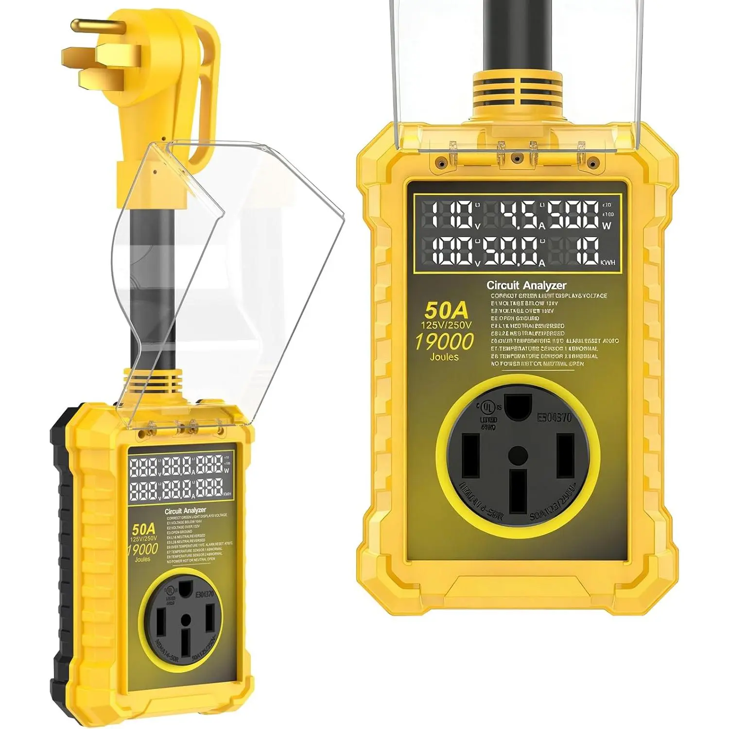 50 Amp Surge Protector for Rv  IP67, 19000 J Upgraded RV Power Surge Protector with Safety Certification, RV Adapter Plug for Camper, Circuit Analyzer for Travel