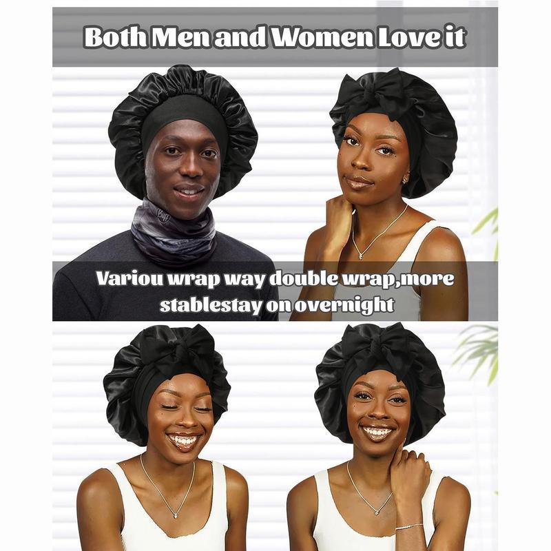 Satin Bonnets for Sleeping Hair Care Cap Double Layer Hair Bonnet with Elastic Tie Band for Straight Curly Hair Night Cap #Valentine'sDay#Valentine'sdaygift