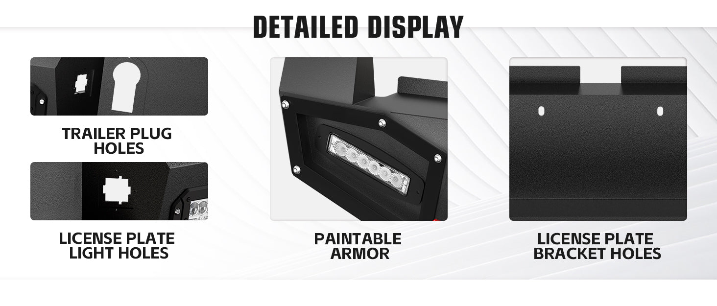 for Full Width Tacoma Truck Stuff Rear Bumper Compatible with 2016-2023 Toyota Tacoma 3rd Gen | Yzona