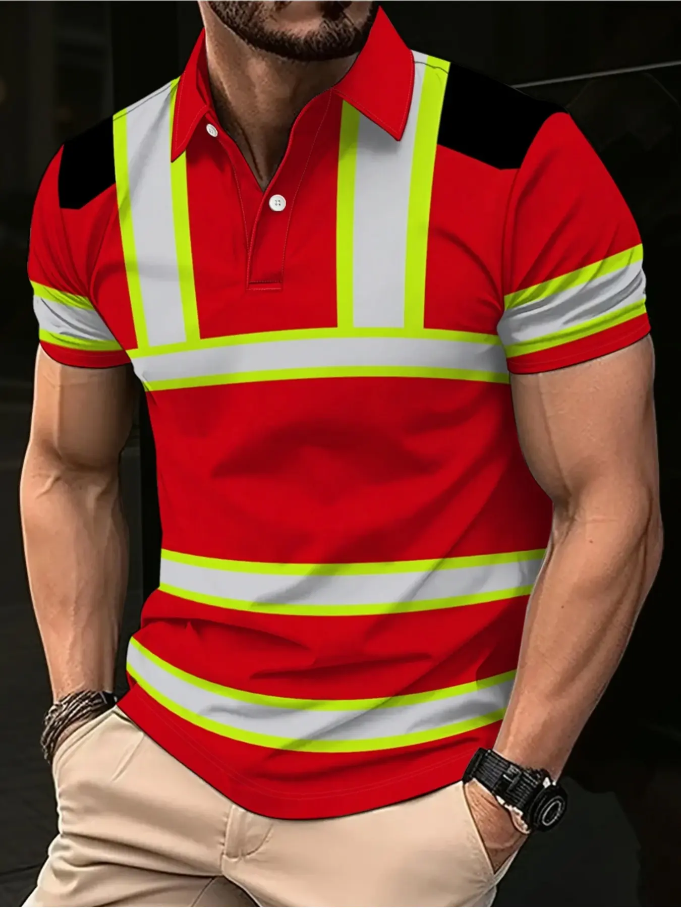 Men's Polo Short Sleeve T-Shirt, Casual Loose-Fit 3D Print, Breathable Polyester, Durable, Summer Outdoor Comfort, All Seasons