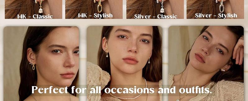 BESTEEL Small Hoop Earrings for Women - Hypoallergenic Surgical Steel Flat Back Earring Stacks Set Dangle Huggie Stud Cartilage Jewelry Trendy 4 Pairs