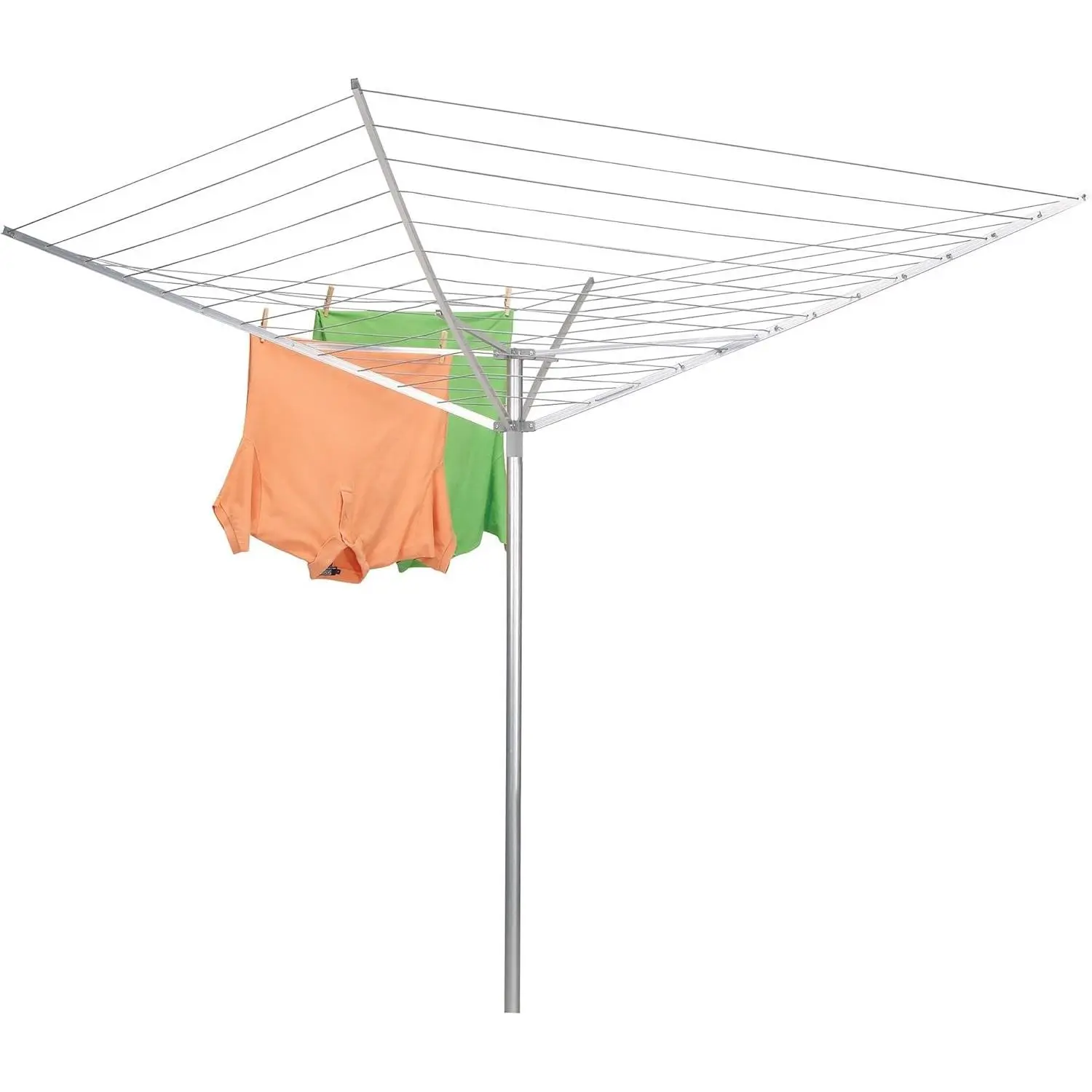 Collapsible Umbrella Clothesline Outdoor Dryer in Aluminum Arms and Steel Post, Silver