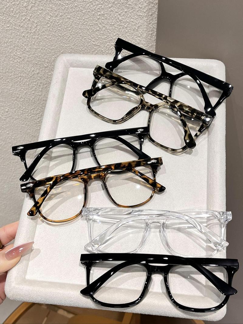 Unisex Fashionable Plain Color & Leopard Pattern Eyeglasses, Trendy Casual Eyeglasses for Everyday Use, Fashion Accessories for Outdoor Activities, Fashionable Frames Glasses