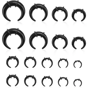 18pcs Acrylic Septum Rings,Plastic Horseshoe C-Shape Pincher Taper Cartilage Stretching Kit Piercing Retainer Jewelry for Women Man Nose Ear Tragus Size 14G 12G 10G 8G 6G 4G 2G 0G 00GGift.
