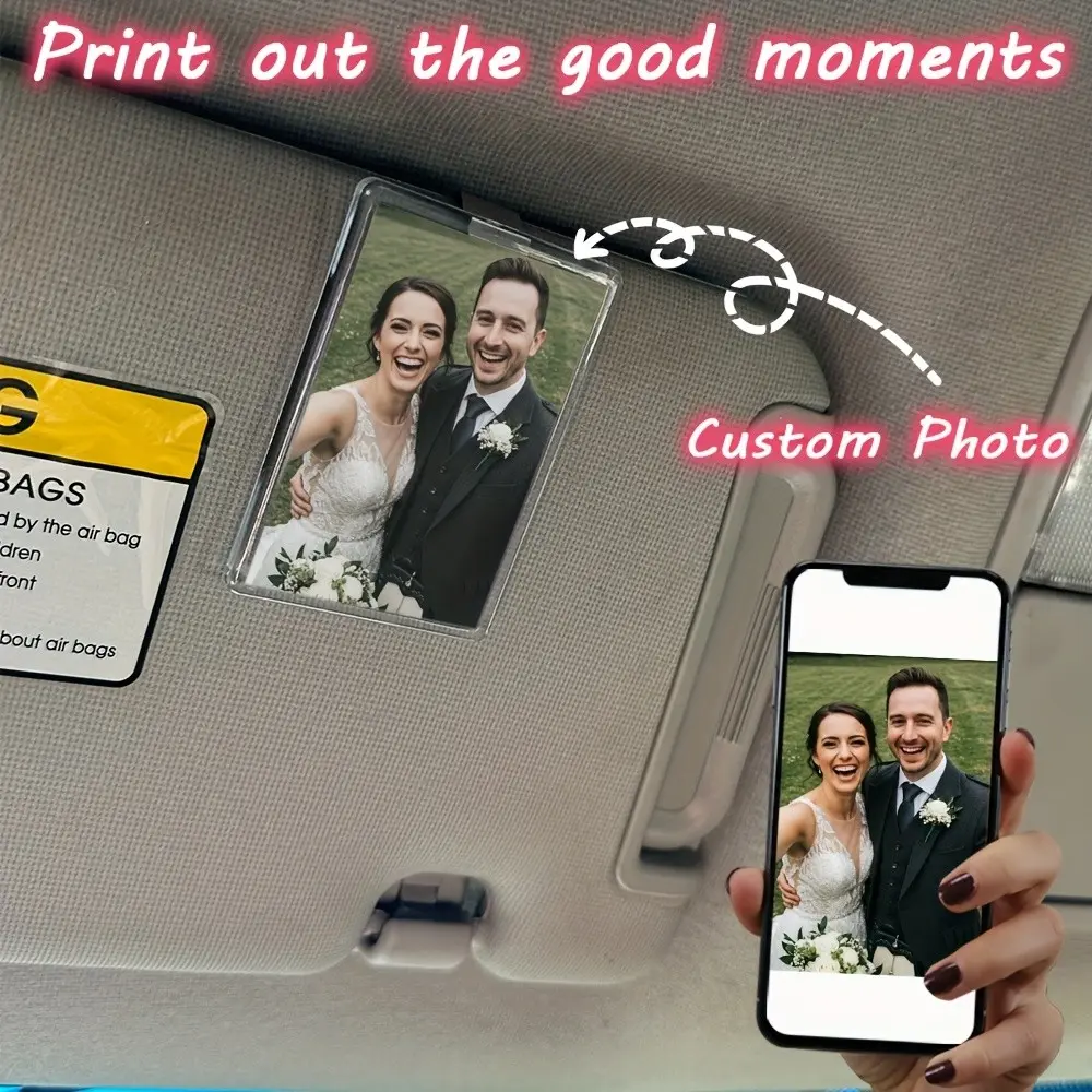 Car Sunshade Photo Frame Set, Magnetic Acrylic Photo Holder, Car Decoration, Aesthetic Car Accessory, Couple Gift, Family Pet Memorial, Car Accessories