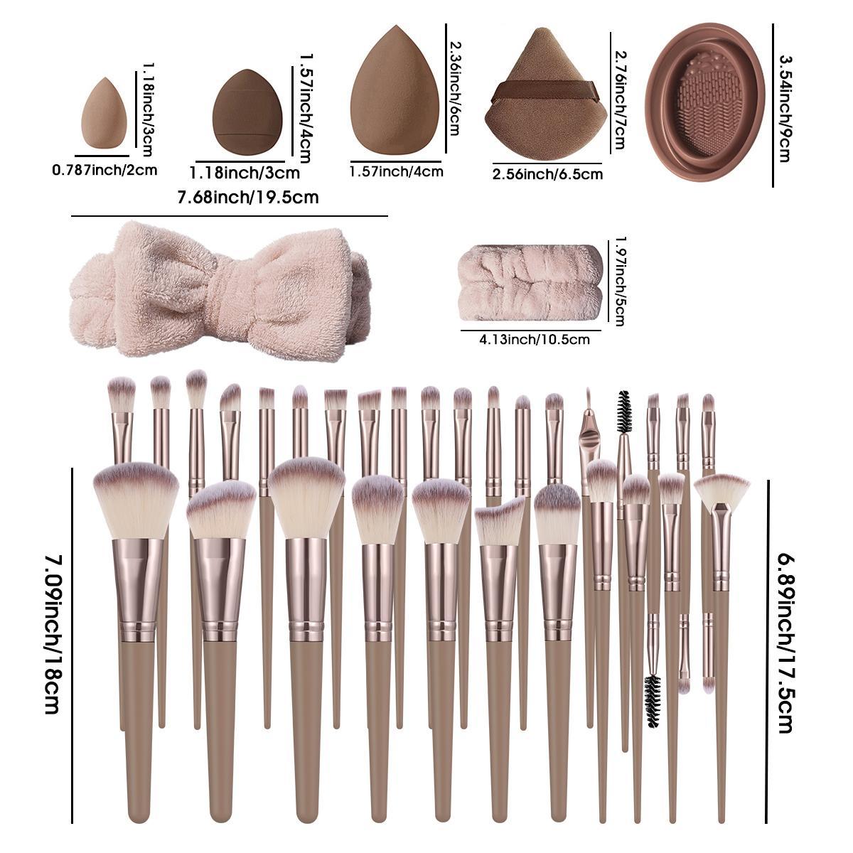 Professional Makeup Tool Set, 54pcs/set Cosmetic Brush & Sponge & Puff & Headband & Brush Cleaning Bowl Set, Multi-use Facial Makeup & Cleaning Accessories for Daily Use, Makeup Brush Kit, Face Brush Set