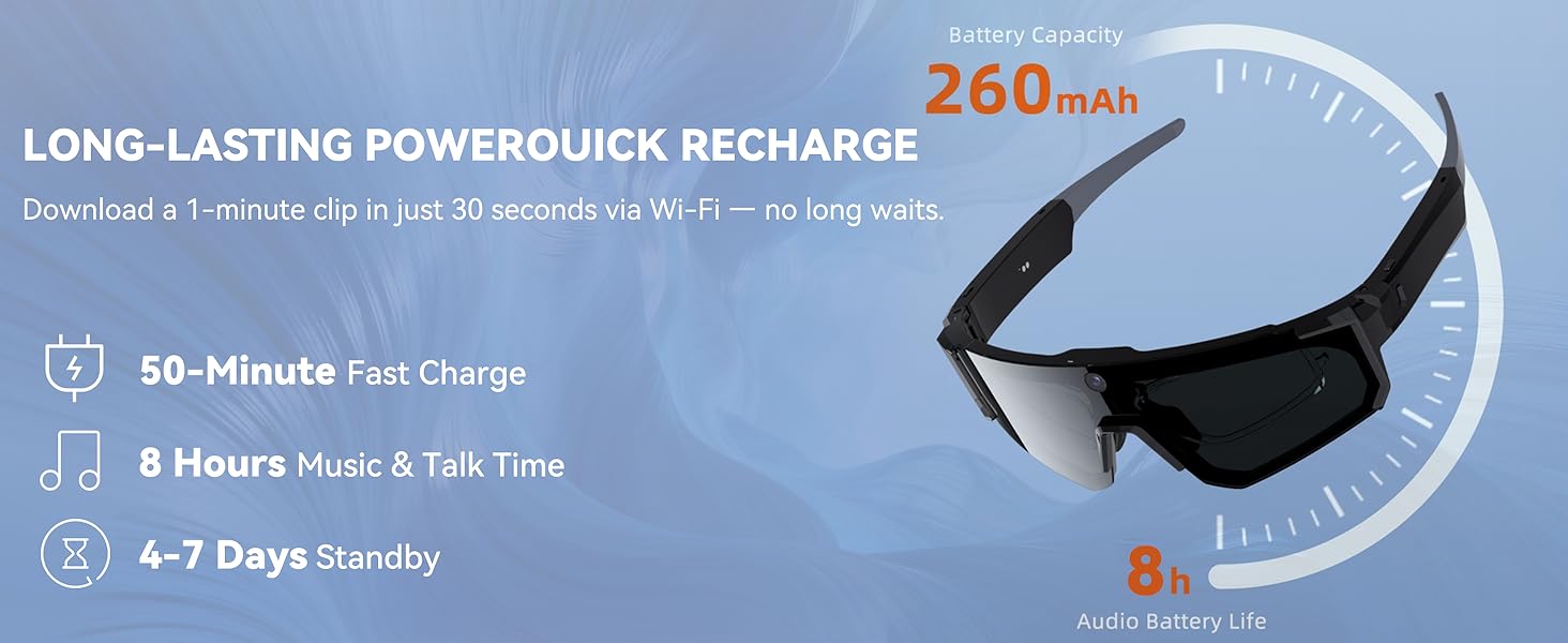 AI Smart Glasses with Camera 4K - Polarized Sunglasses with Camera, UV400 Lens, ChatGPT Enabled, EIS Stabilization, Dual Mic Noise Canceling, IP54 for Cycling Hiking fathersdaygift
