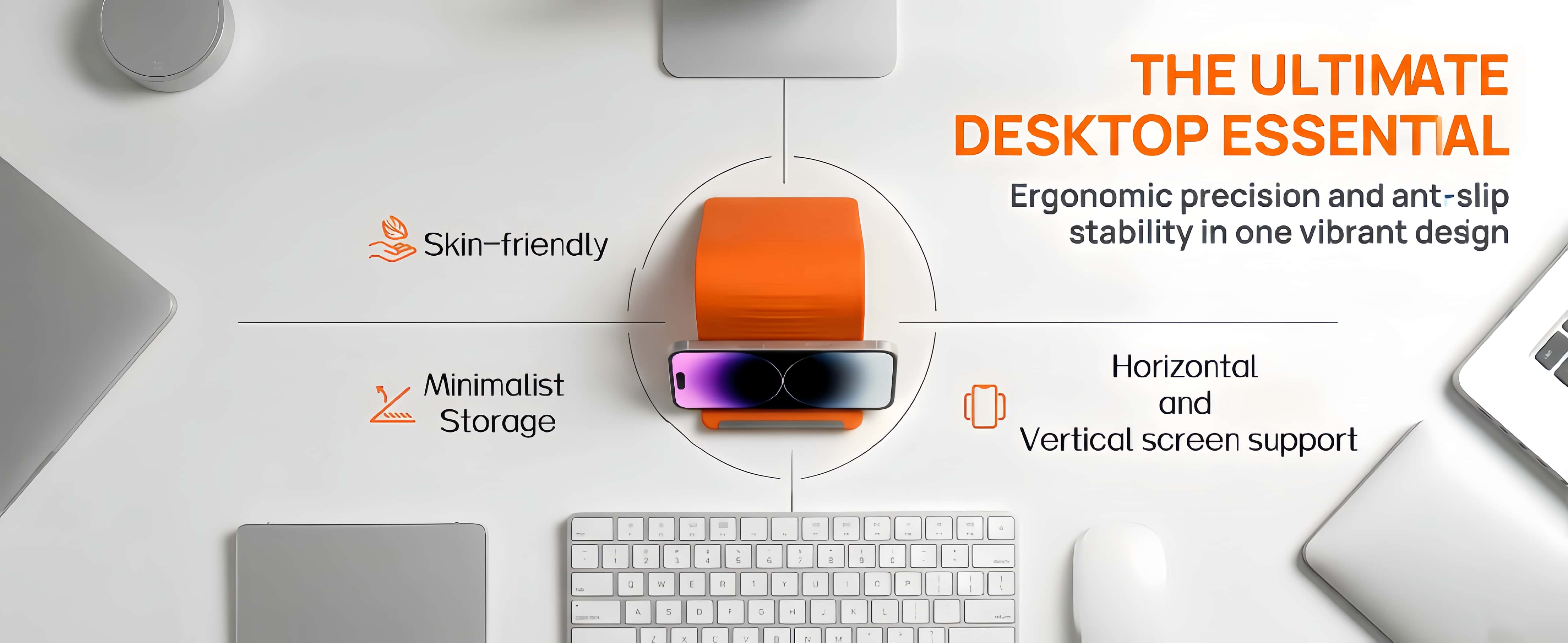 Flexible Silicone Phone Stand with Aluminum | Universal for Phone Tablet Laptop | Foldable Portable Travel Must Have Cellphone Smartphone Folding Mount