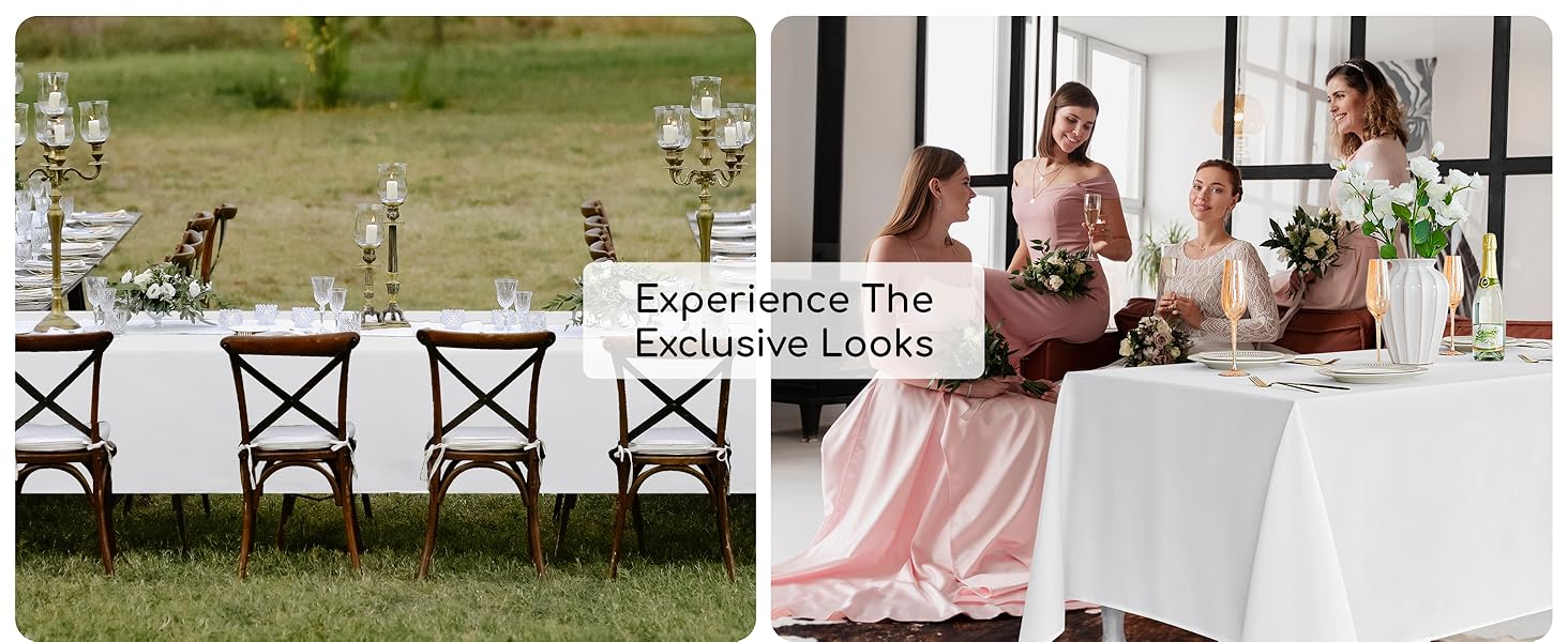 White Tablecloths For Rectangle Tables, 6 Pack-70 x 120 Inches-Reusable and Washable Table Clothes For 6-8 Ft Tables, Polyester Fabric Table Covers For Wedding, Party, Banquet