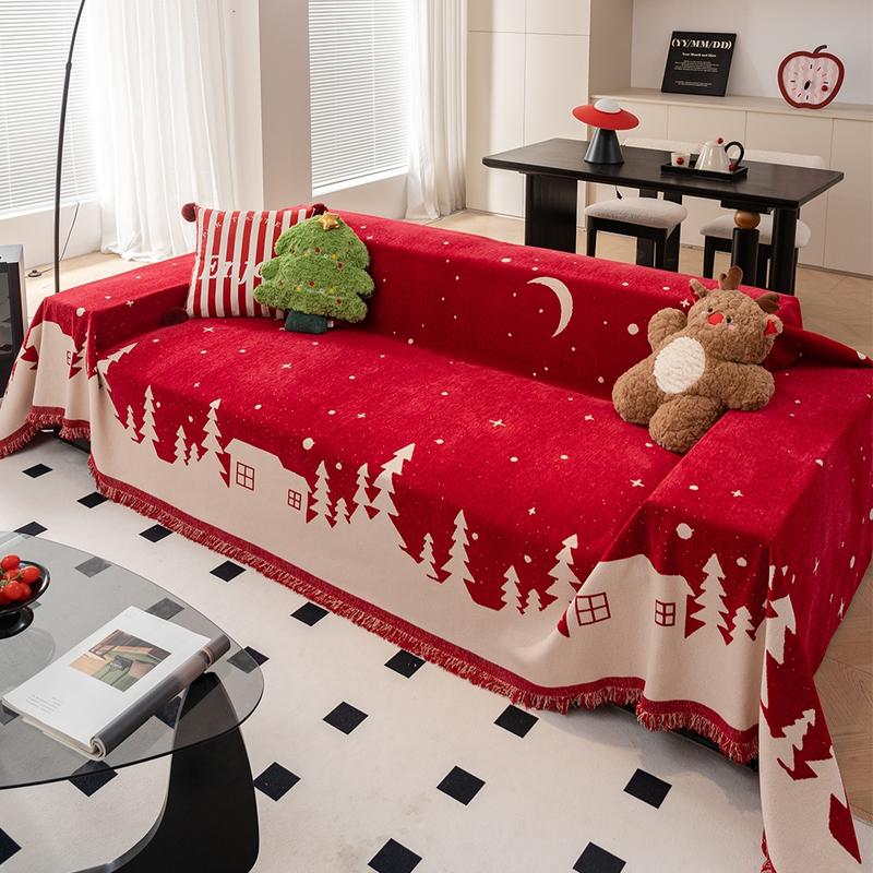 Christmas's Day Dust and Cat Scratch Proof Full Cover Sofa Towel, 1 Count Can Be Used As A Shawl Cover Blanket for Sofa, Bedroom, Picnic Mat, Multi-functional Cover Towel Can Be Used in All Seasons, Sofa Couch Covers