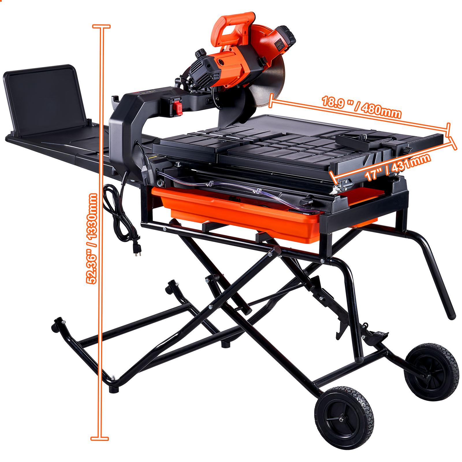 VEVOR Wet Tile Saw with Stand, 10-Inch 65Mn Steel Blade, 4500 RPM Motor ...