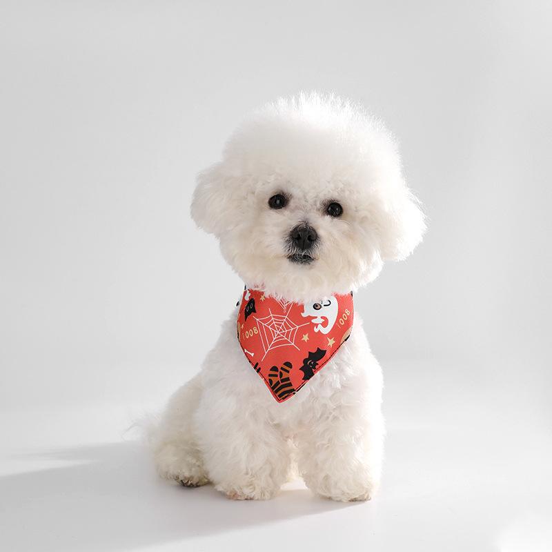 Spooky Cute Halloween Dog Bandana| Pumpkin & Spiderweb Pet Triangle Scarf| Washable Puppy & Cat Bib Accessories