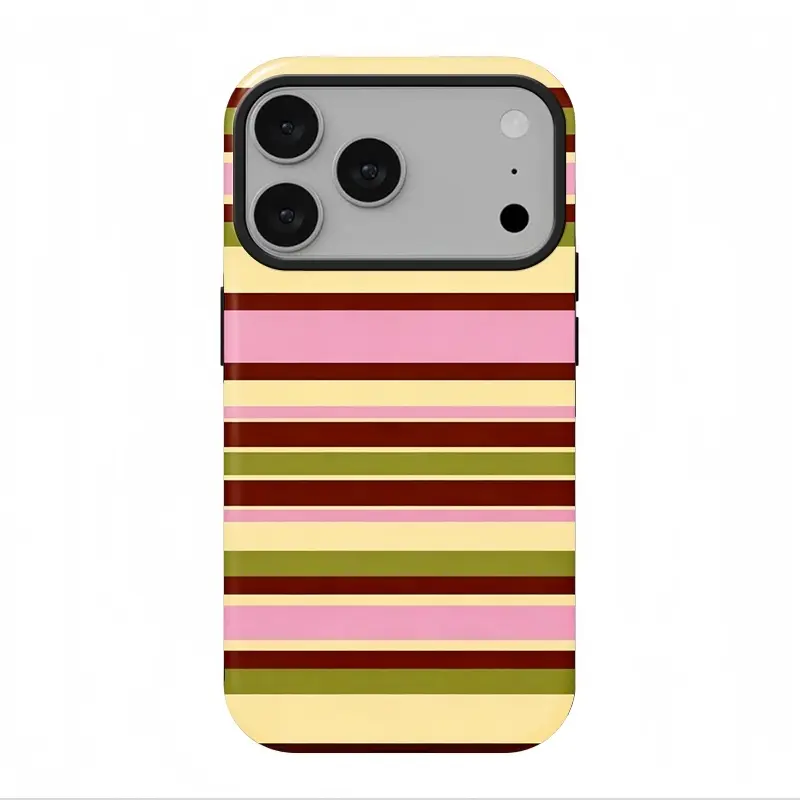 Retro Colorblock Stripe Phone Case, Pink Yellow Olive Burgundy Striped Protective Cover, Preppy Coquette Aesthetic Shockproof Slim Case, Gift for Her, Cool Gadgets for Men, for iPhone 17 16 15 14 13 12 11 18Pro Max & Samsung S26 S25 S24 S23 S22 Ultra