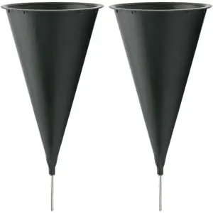 Cemetery Vases for Grave with Spikes Flowers Holder Decorations, Outdoor Memorial Markers, Floral Plastic Pot with Metal Ground Stakes, Medium, Set of 2