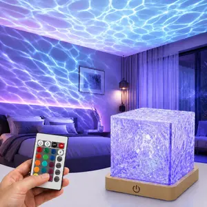 Ocean Wave Projector Night Light, 16 Colors Changing LED Water Ripple Lamp, USB Powered Dimmable Ambient Light with Remote Control for Bedroom, Living Room, Party & Holiday Decor